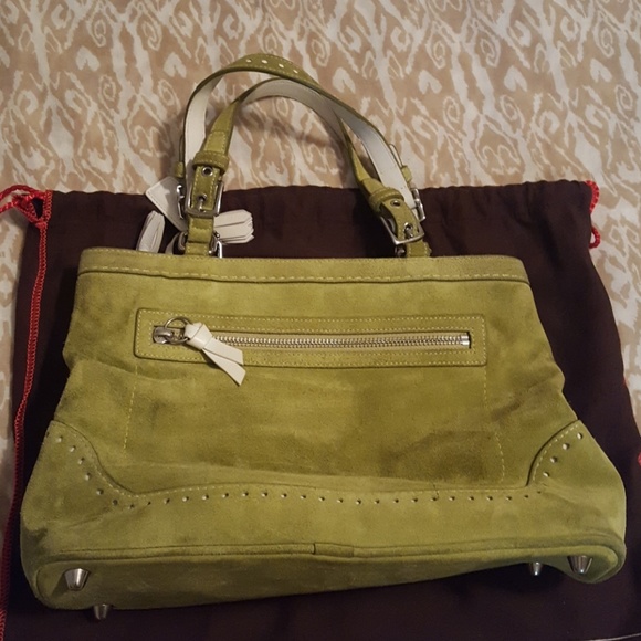 Vintage Coach Suede Handbag with white tassel - Picture 3 of 6